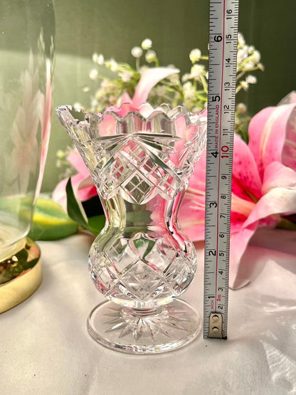 Vintage Clear Crystal Footed Vase – Approx. 4.5 Inch