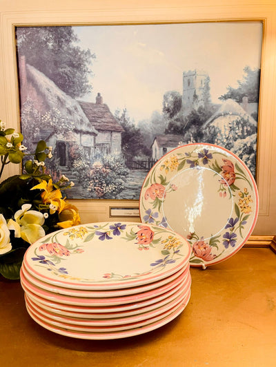 Set of 8 Staffordshire Tableware Chelsea Floral Salad Plates – Vintage English Dinnerware