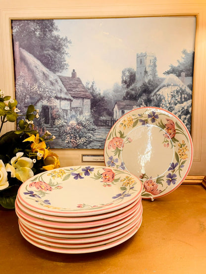 Set of 8 Staffordshire Tableware Chelsea Floral Salad Plates – Vintage English Dinnerware