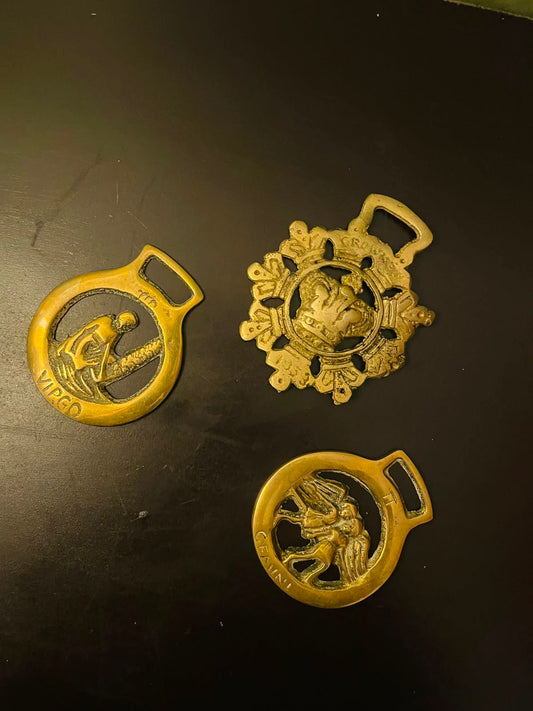 Vintage Brass Horse Medallions Set of 3 Wall Decor