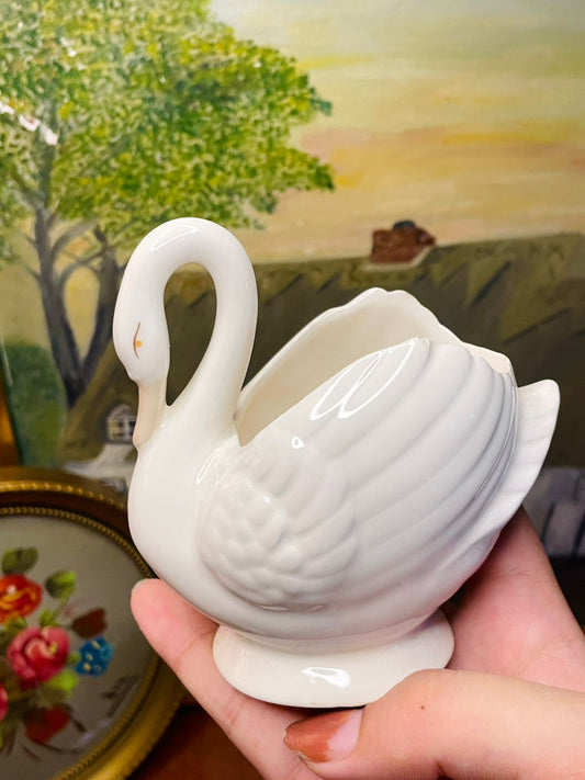 Vintage Ceramic Swan Candle Holder & Vase | Home Decor from England