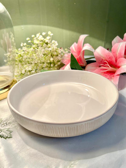 Large White Round Serving Pasta Bowl 9.5" Vintage Style