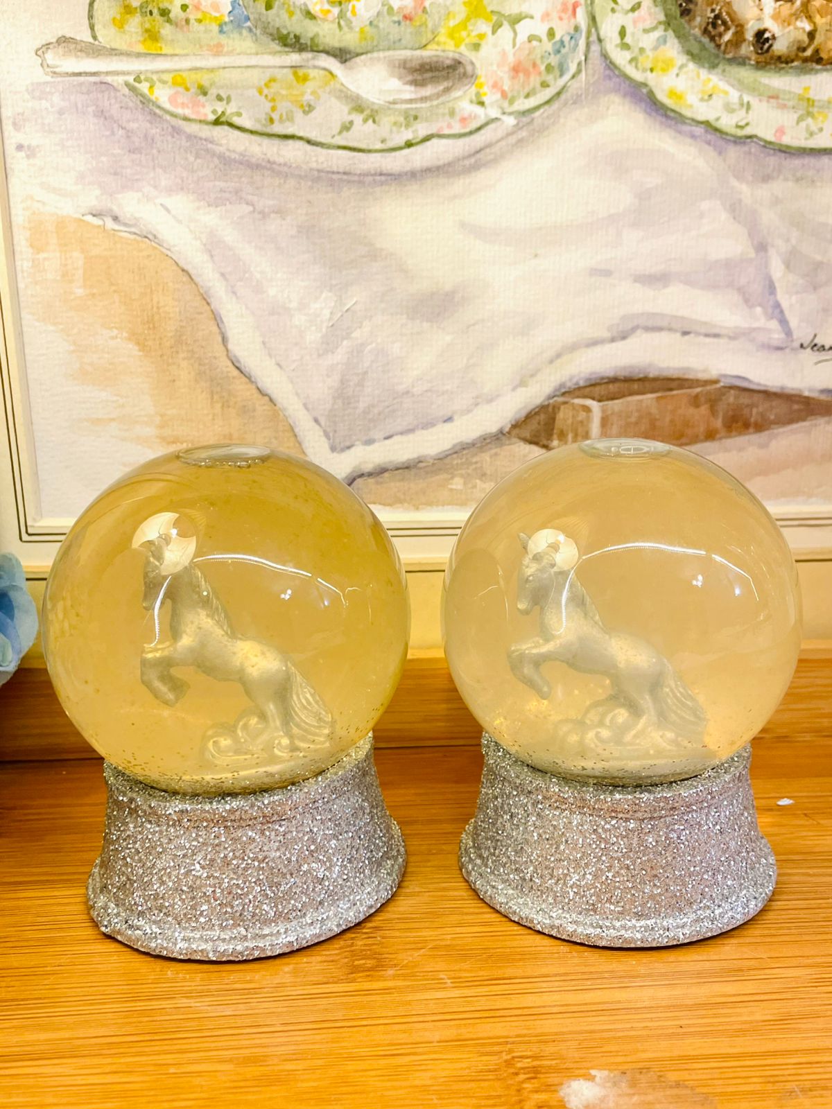 Unicorn Snow Globe - Elegant Silver Base - Magical Home Decor