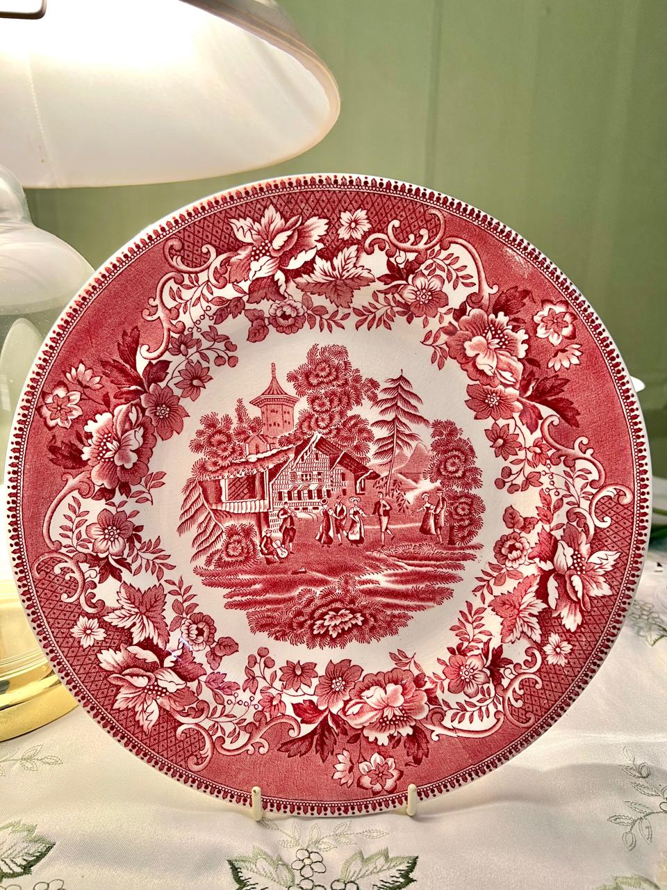 Avon Cottage Red Transferware Wall Plate – 10 in