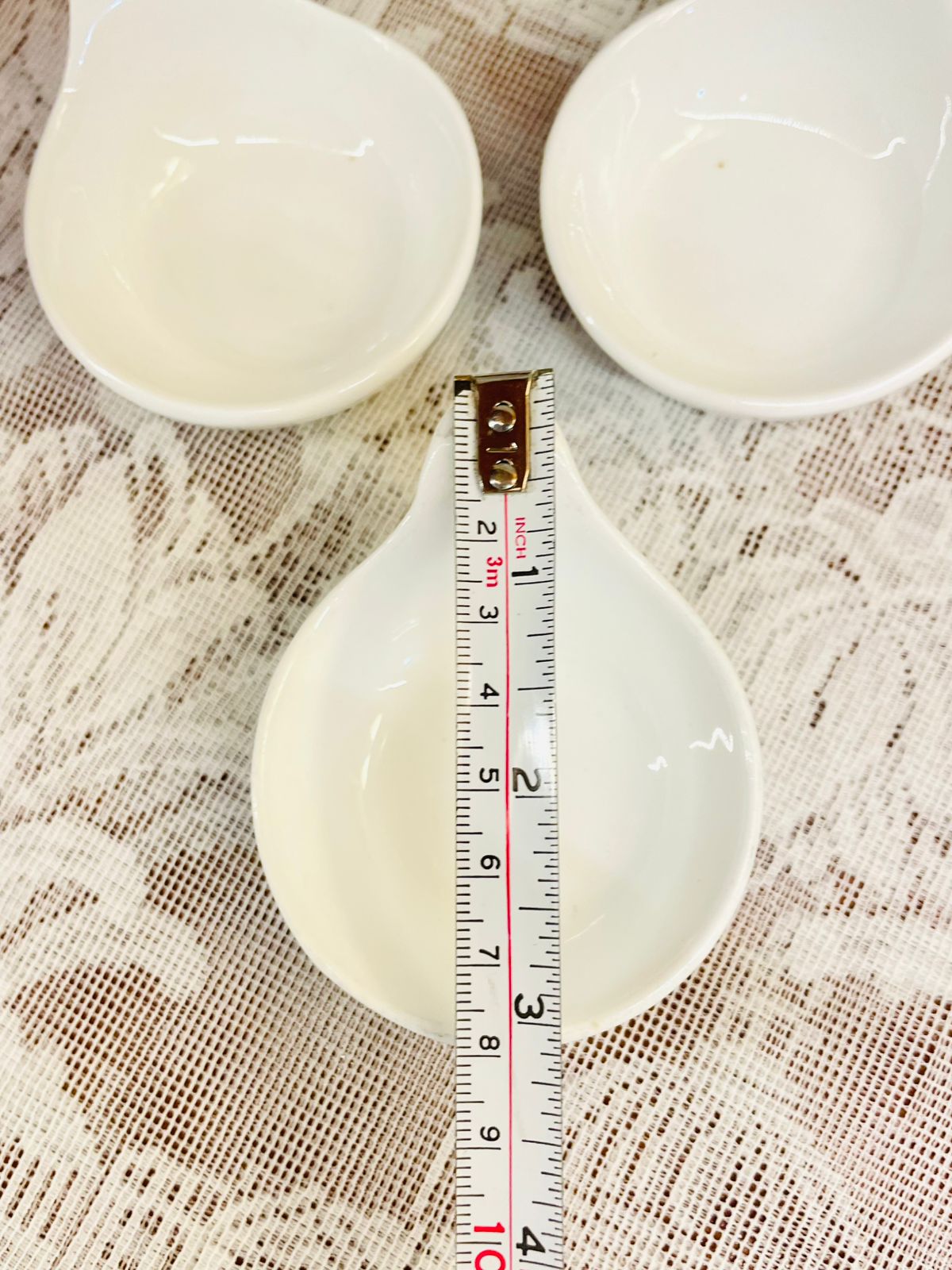Vintage White Ceramic Sauce Spoon Bowls Set of 3