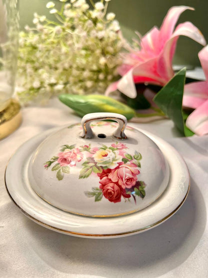 Floral Porcelain Potpourri Bowl with Lid – 5.5 Inch