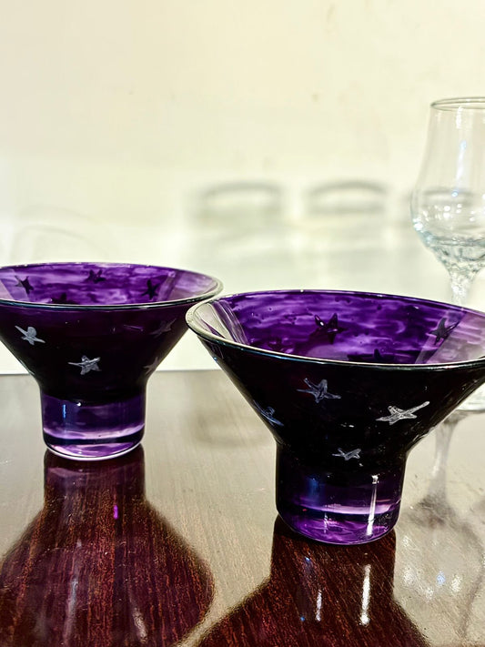 Vintage Purple Glass Star Bowl Set –  Elegant Home Decor