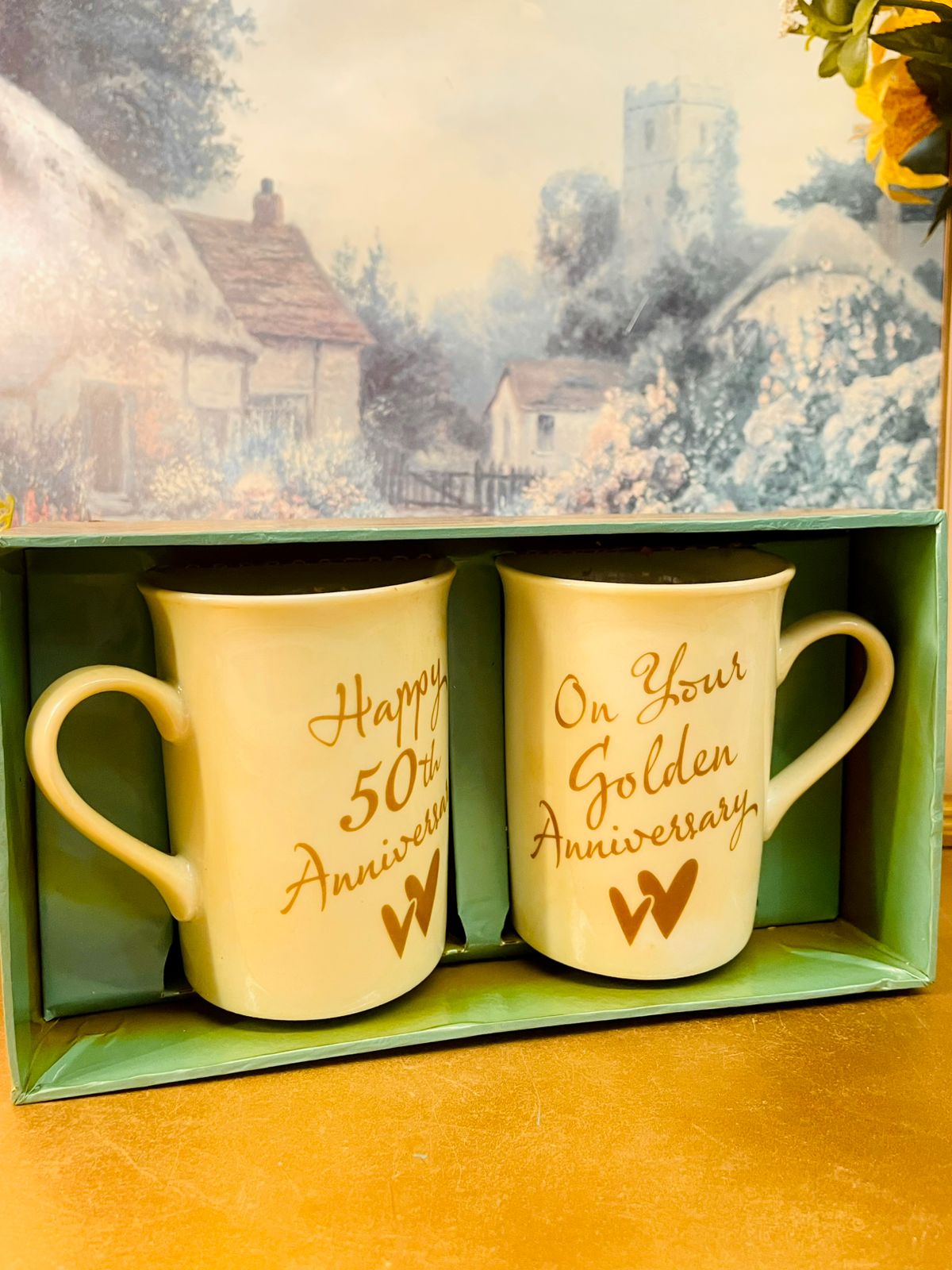 50th Golden Anniversary Mug Set – Couple Gift Box