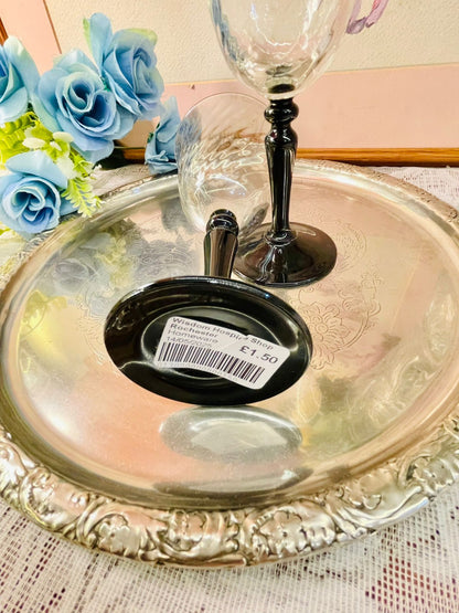 Vintage Clear Goblets with Black Stems – Set of 2