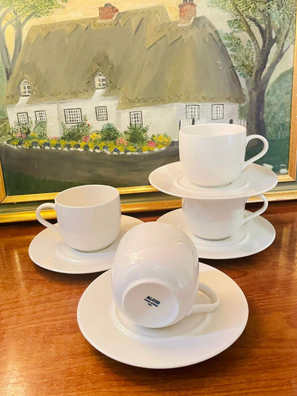 White Bone China Cup and Saucer Set of 4 – Lightweight Elegance for Your Home