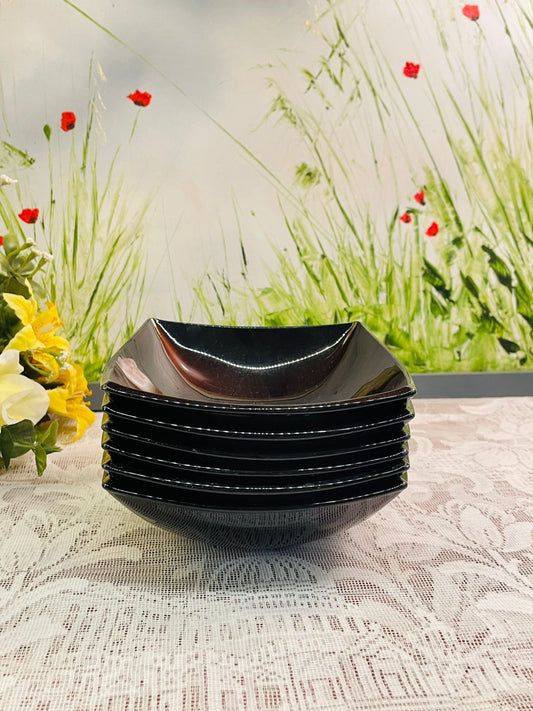 Vintage Black Square Dessert Bowls Set of 6