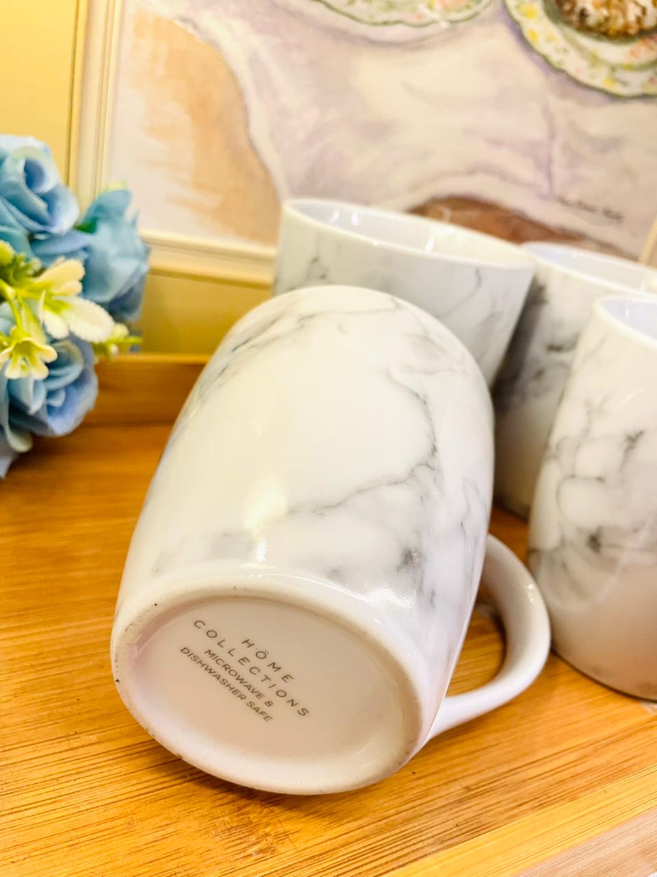 Marble Design Ceramic Mugs (Set of 4)