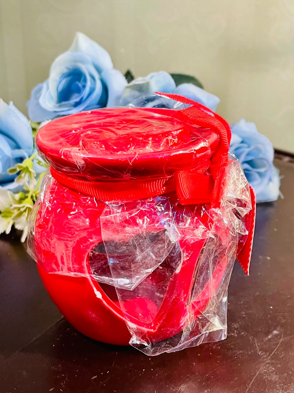 Red Ceramic Heart Wax Melt Burner & Tealight Oil Warmer (4 Inch)