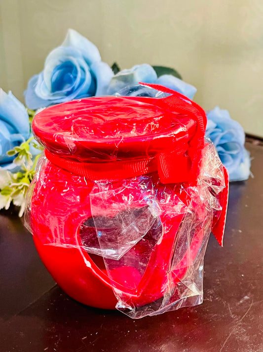 Red Ceramic Heart Wax Melt Burner & Tealight Oil Warmer (4 Inch)