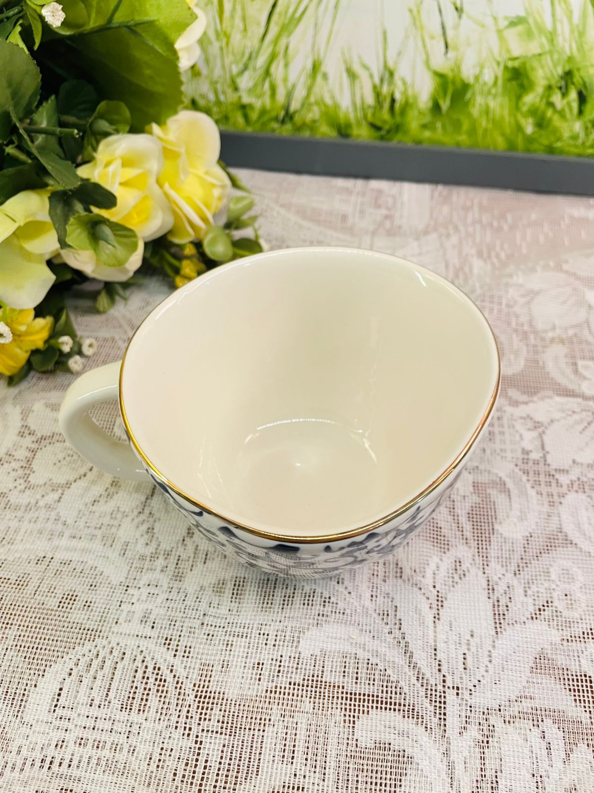 Vintage Blue & White Ceramic Teacup | Old Pottery Company