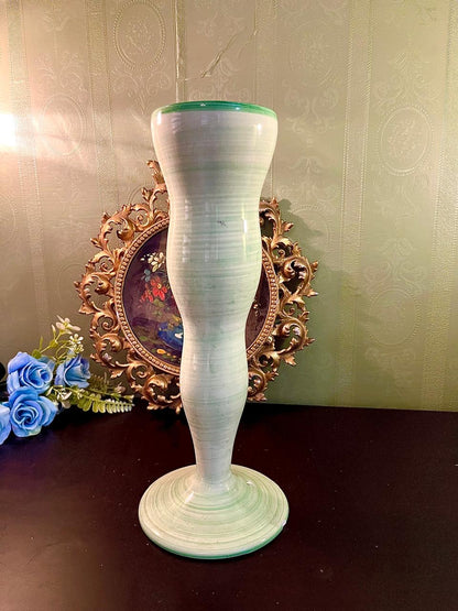 Tall Mint Green Pedestal Ceramic Vase
