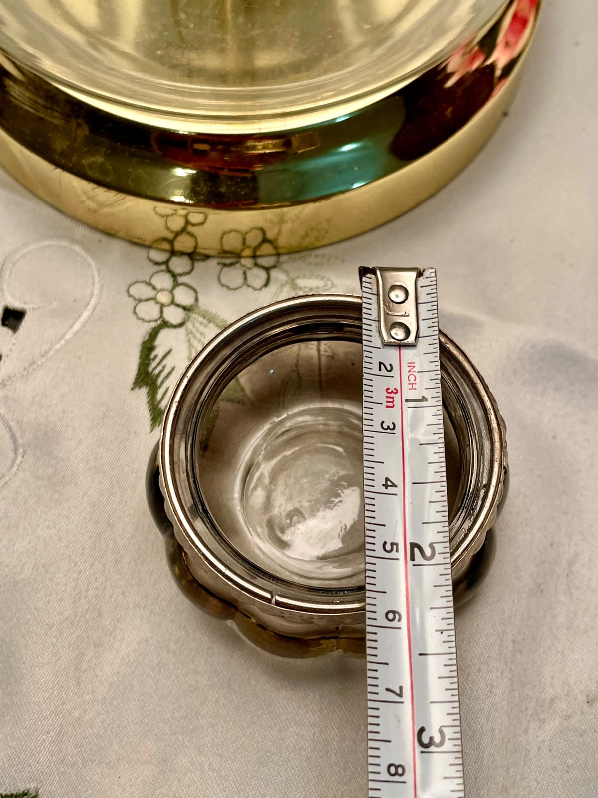 Vintage Silver-Tone Crystal Tealight Holder 6 cm