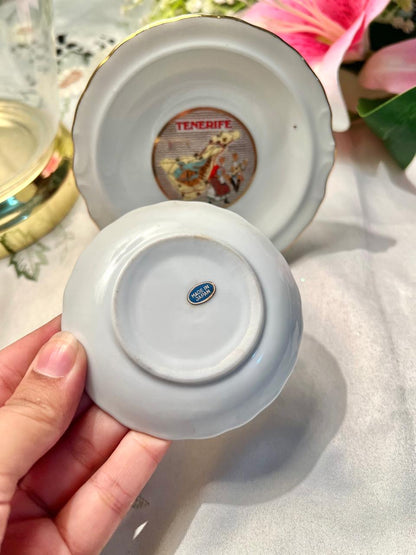 Tenerife Souvenir Wall Plates Set of 2 Gold Trim 9–11 cm