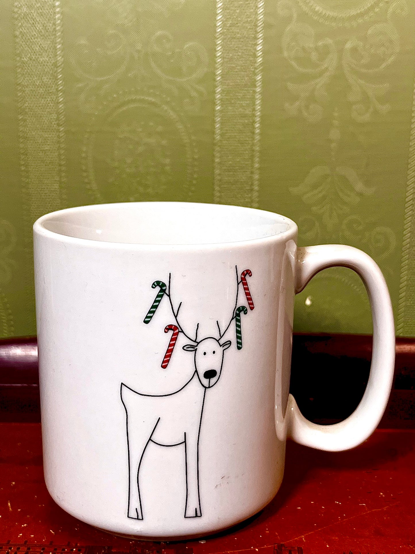 BIA International Christmas Reindeer Candy Cane Ceramic Mug