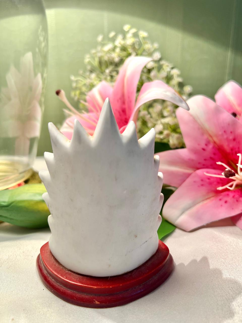Vintage Ceramic Swan Figurine Floral Gold Accent 4 Inch