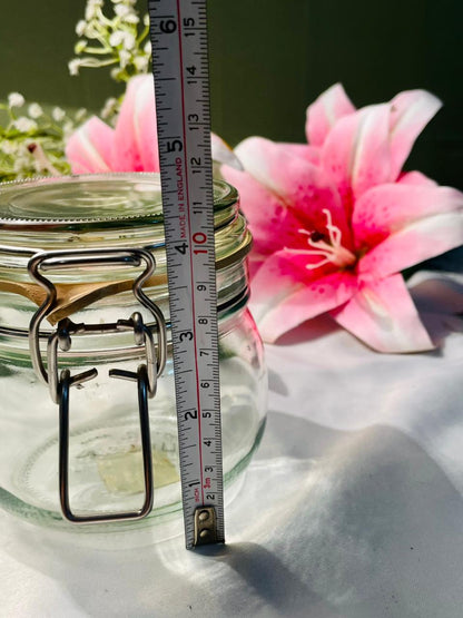 Vintage Clear Crystal Clip-Top Storage Jar 4 in