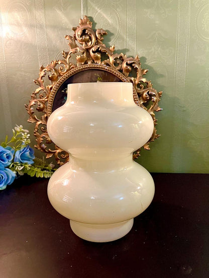 White Milk Glass Bulb Decorative Vase