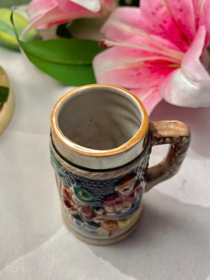 Vintage Multicolour Relief Tankard Mug Approx. 9 cm