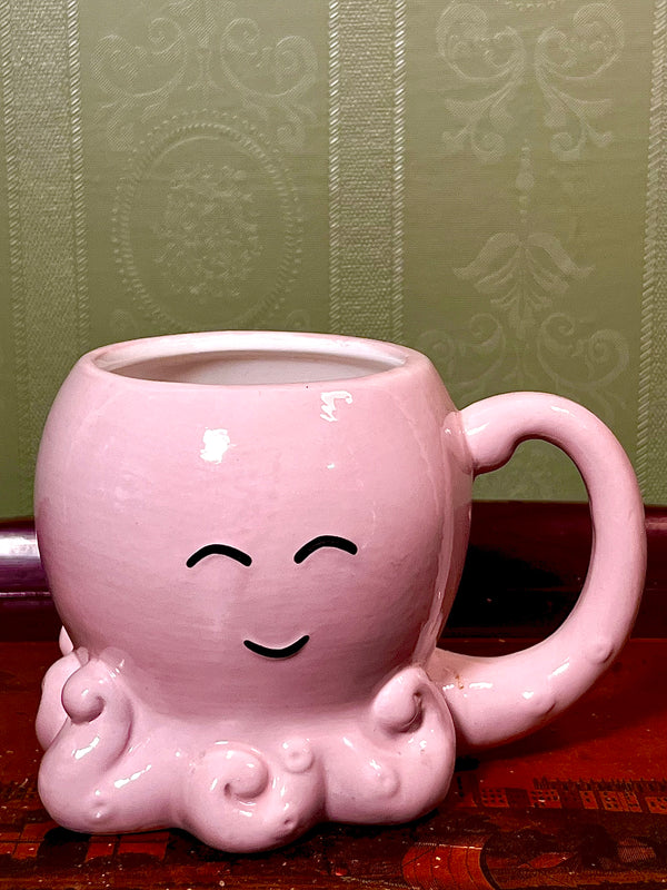 Pink Octopus Shaped Earthenware Mug 12cm Asda