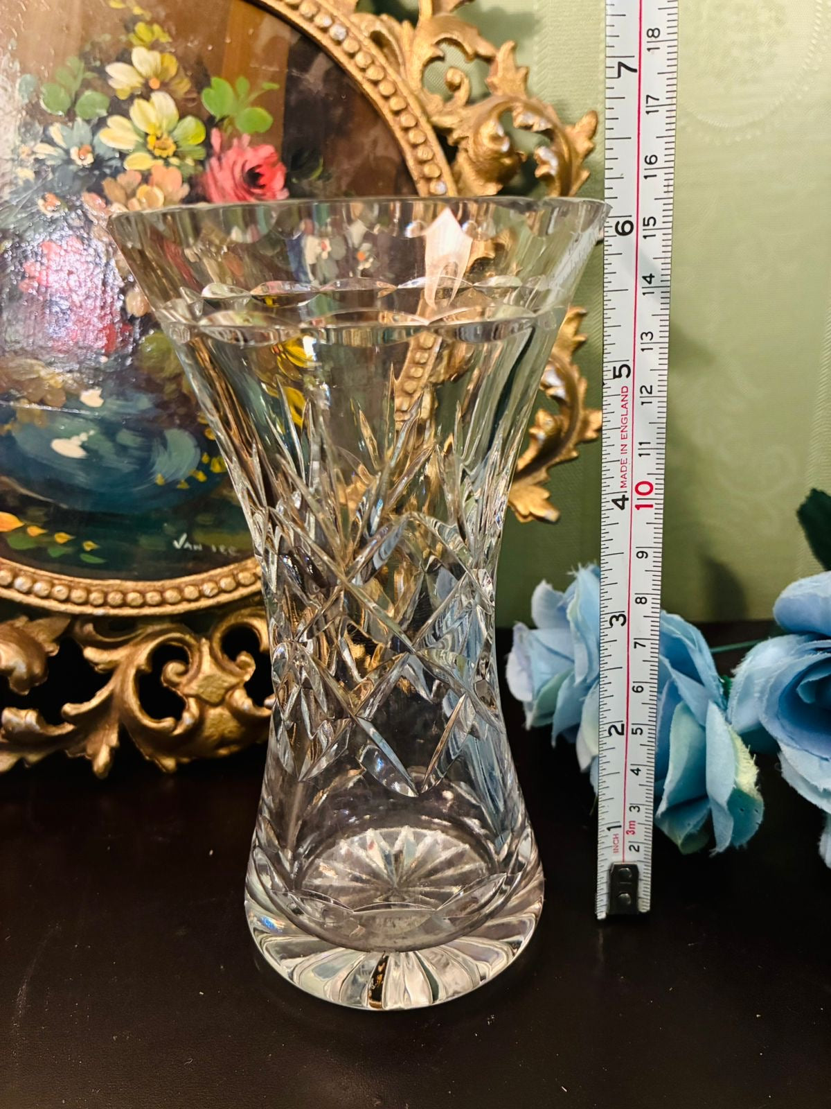 Vintage Clear Cut Crystal Wide Flared Vase