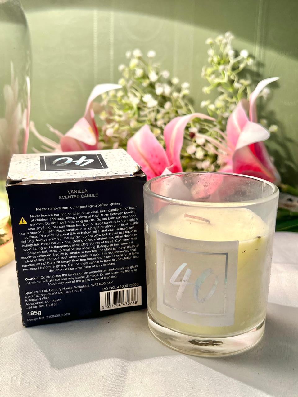 Vanilla Scented Candle in Clear Crystal Holder Approx. 10 cm