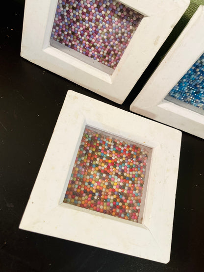 Mini Mosaic Shadow Box Frames Set of 3 White