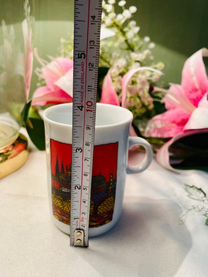 Red Cityscape Decorative Mug 9 cm