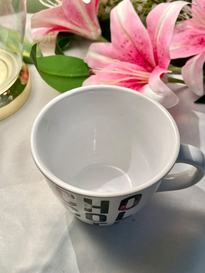 Black Floral Typography Ceramic Mug 9.5cm - 1 Piece