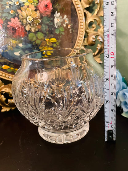 Vintage Crystal Glass Round Vase