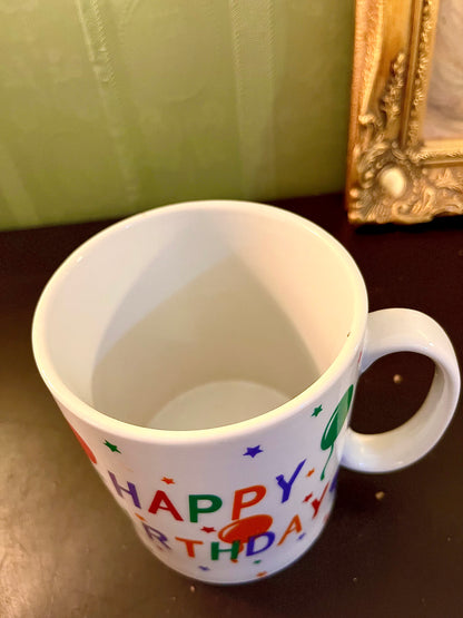 Happy Birthday Ceramic Mug – Colourful Balloon Coffee Cup