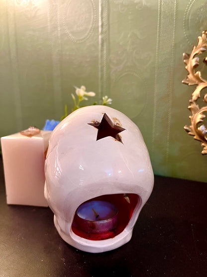 Ceramic Skull Tealight Candle Holder