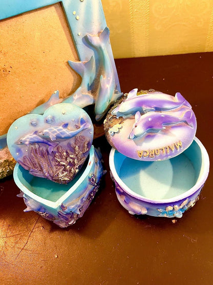 Florida Dolphin Photo Frame with Matching Trinket Boxes