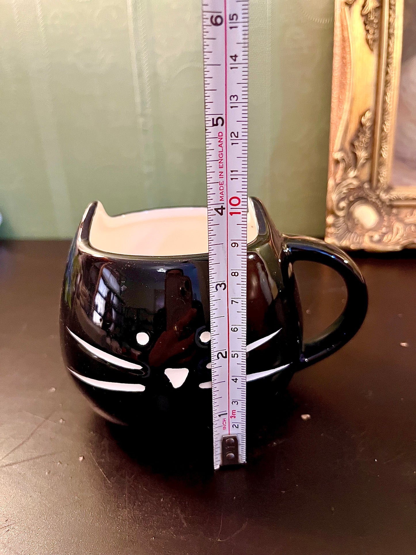 Black Cat Ceramic Mug with Ears | Cute Kitty Coffee Cup
