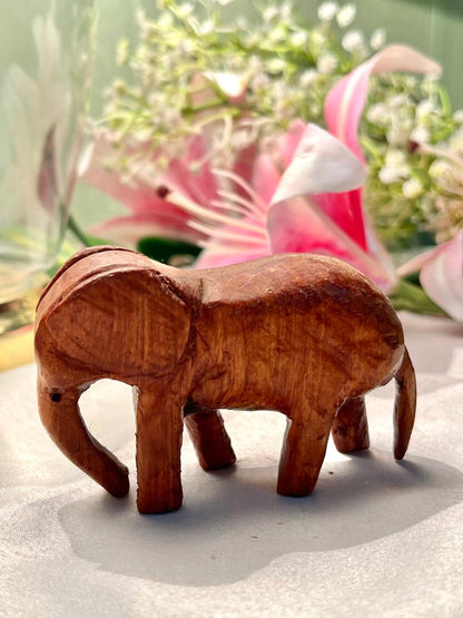 Brown Wooden Elephant Figurine 9cm - 1 Piece