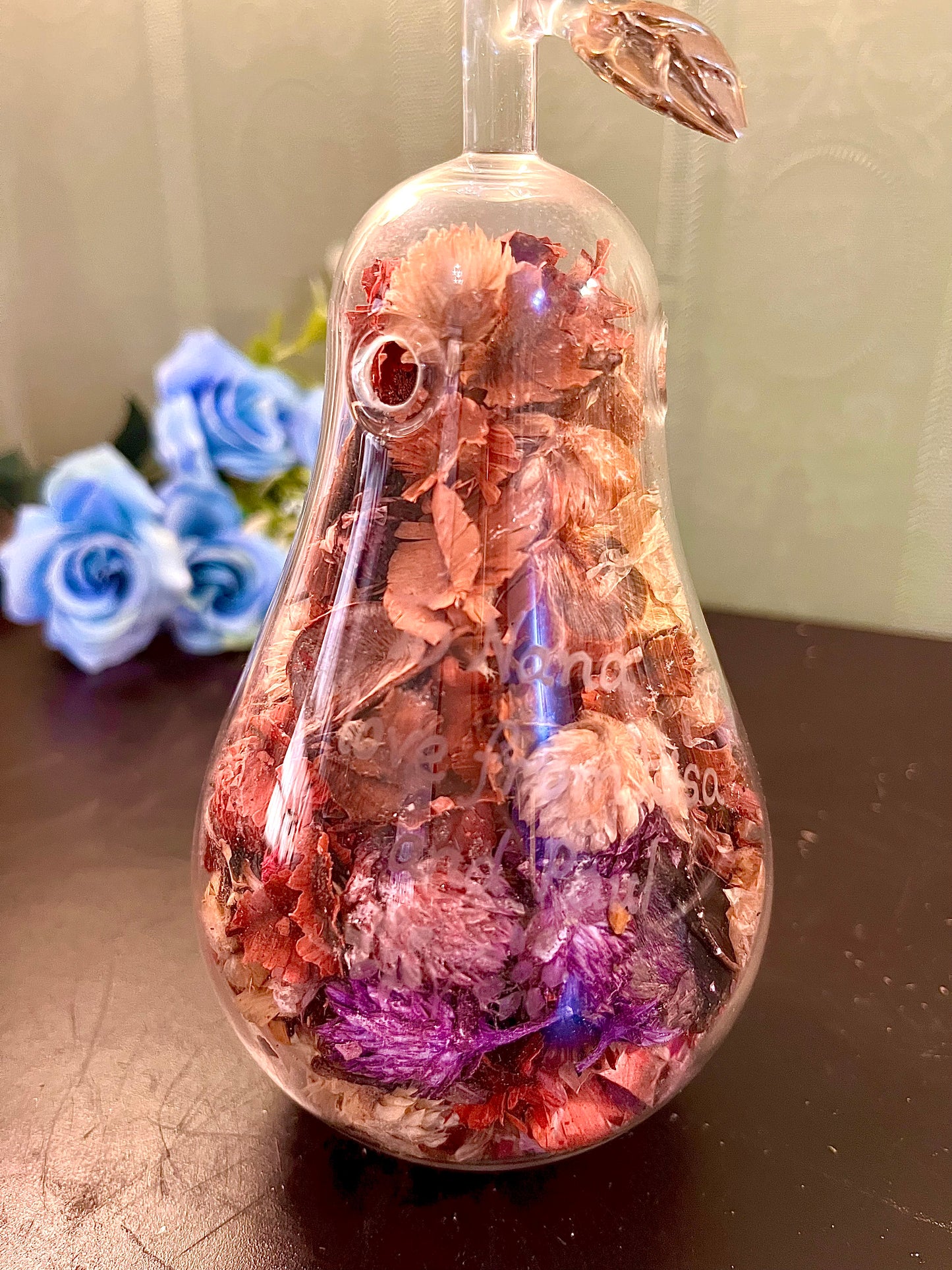Glass Pear Potpourri Decor Bottle