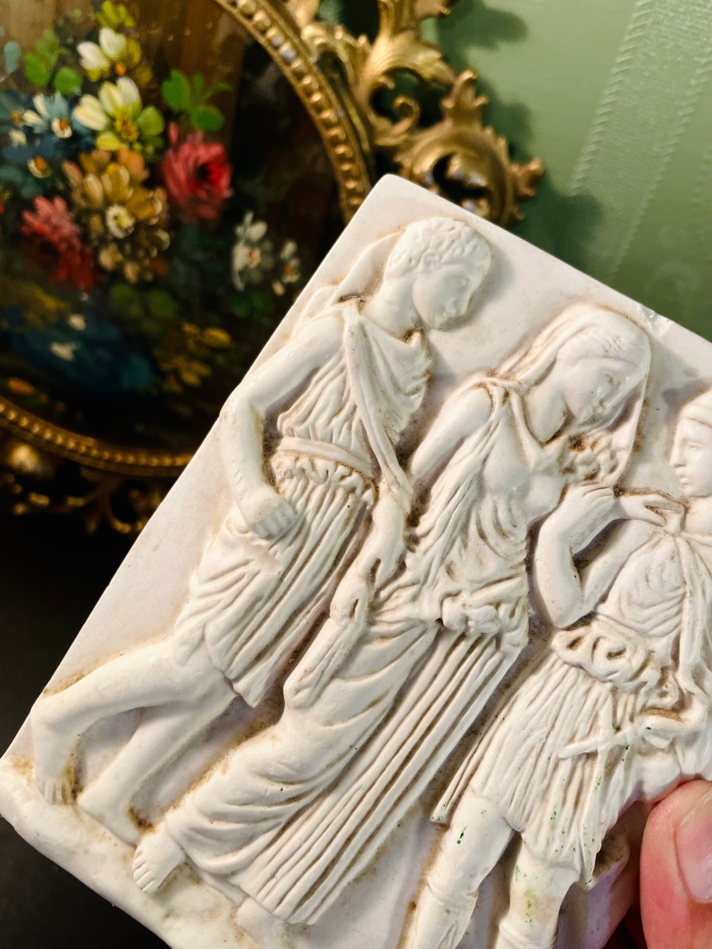 Vintage Greek Style Relief Wall Plaque 6 Inch