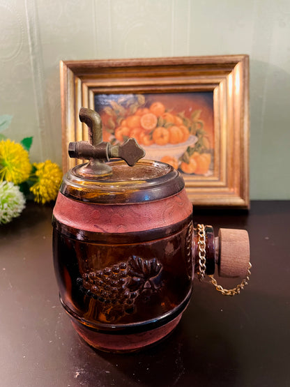 Antique Amber Glass Barrel Decanter with Tap – 15 cm