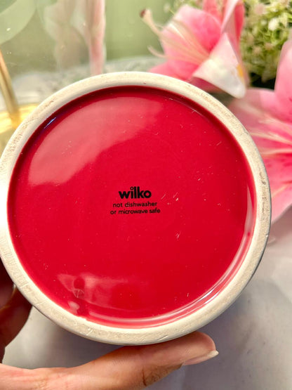 Wilko Red Ceramic Sugar Jar with Bamboo Lid 10cm