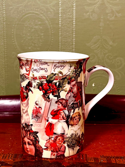 Royal Ashmore Christmas Fayre Bone China Mug Vintage Christmas Design