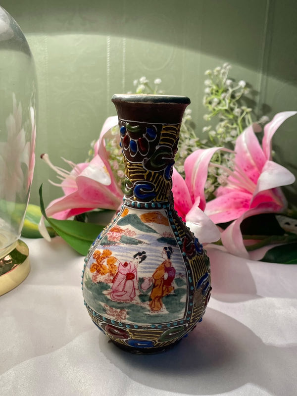 Japanese Multicolour Scenic Vase Approx. 17 cm