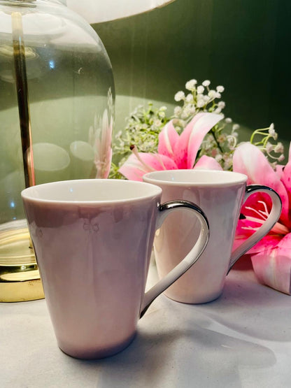 Dema Lustre Fine Porcelain Pink 2-Piece Mug Set Approx. 10 cm