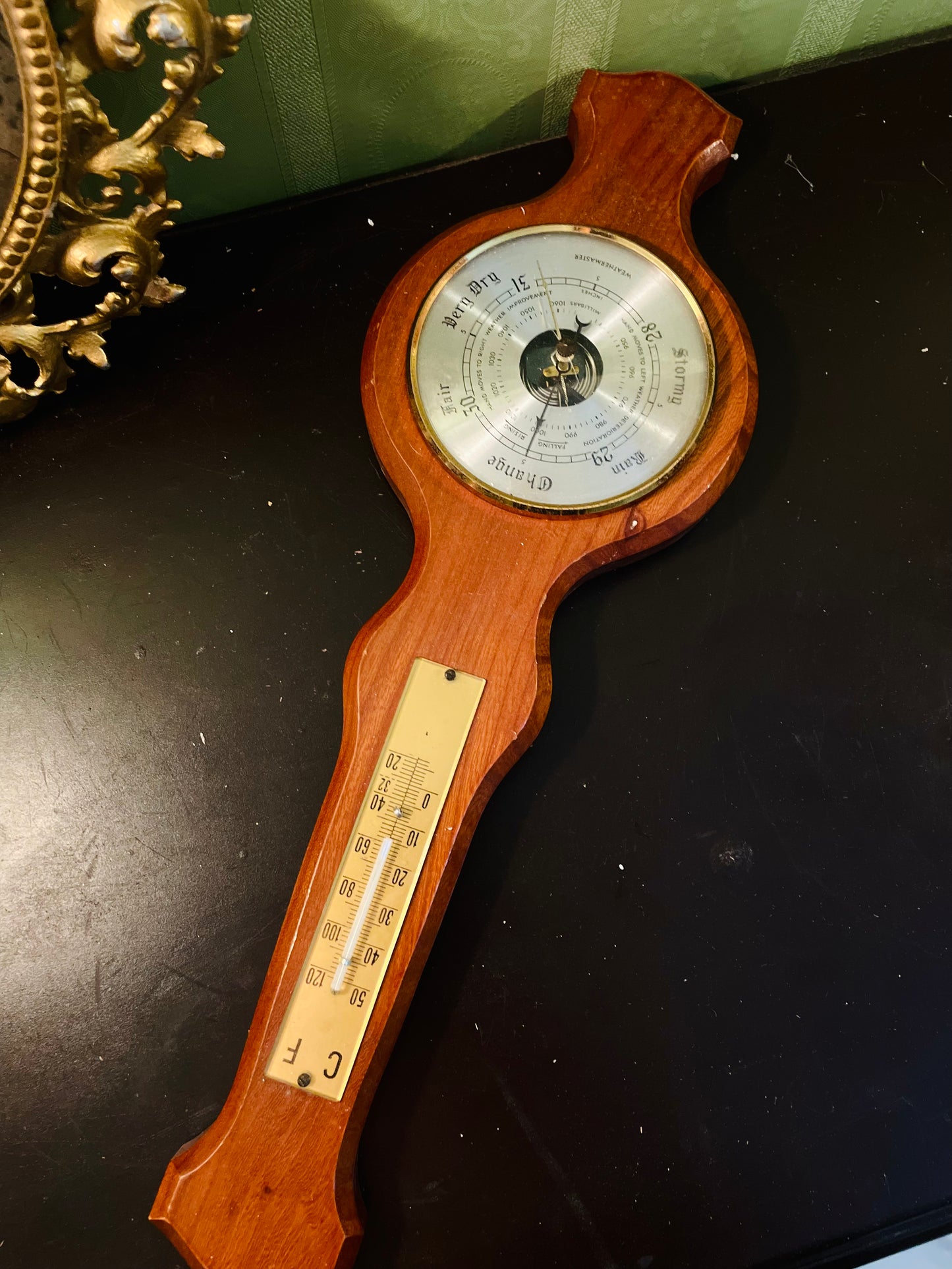 Vintage Weathermaster Wooden Barometer Thermometer