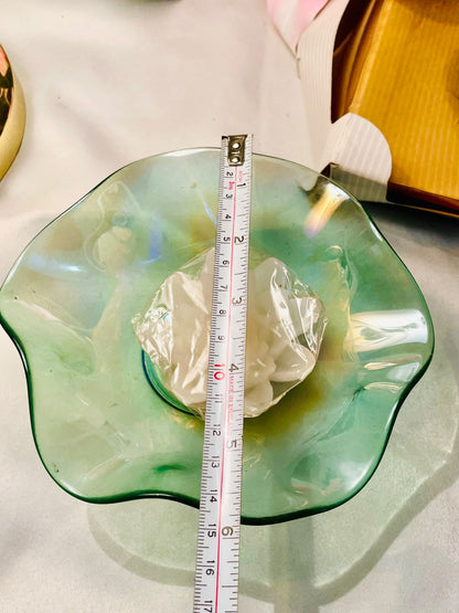 Creative Gifts Green Crystal Bowl with Floating Candle Set | 6"