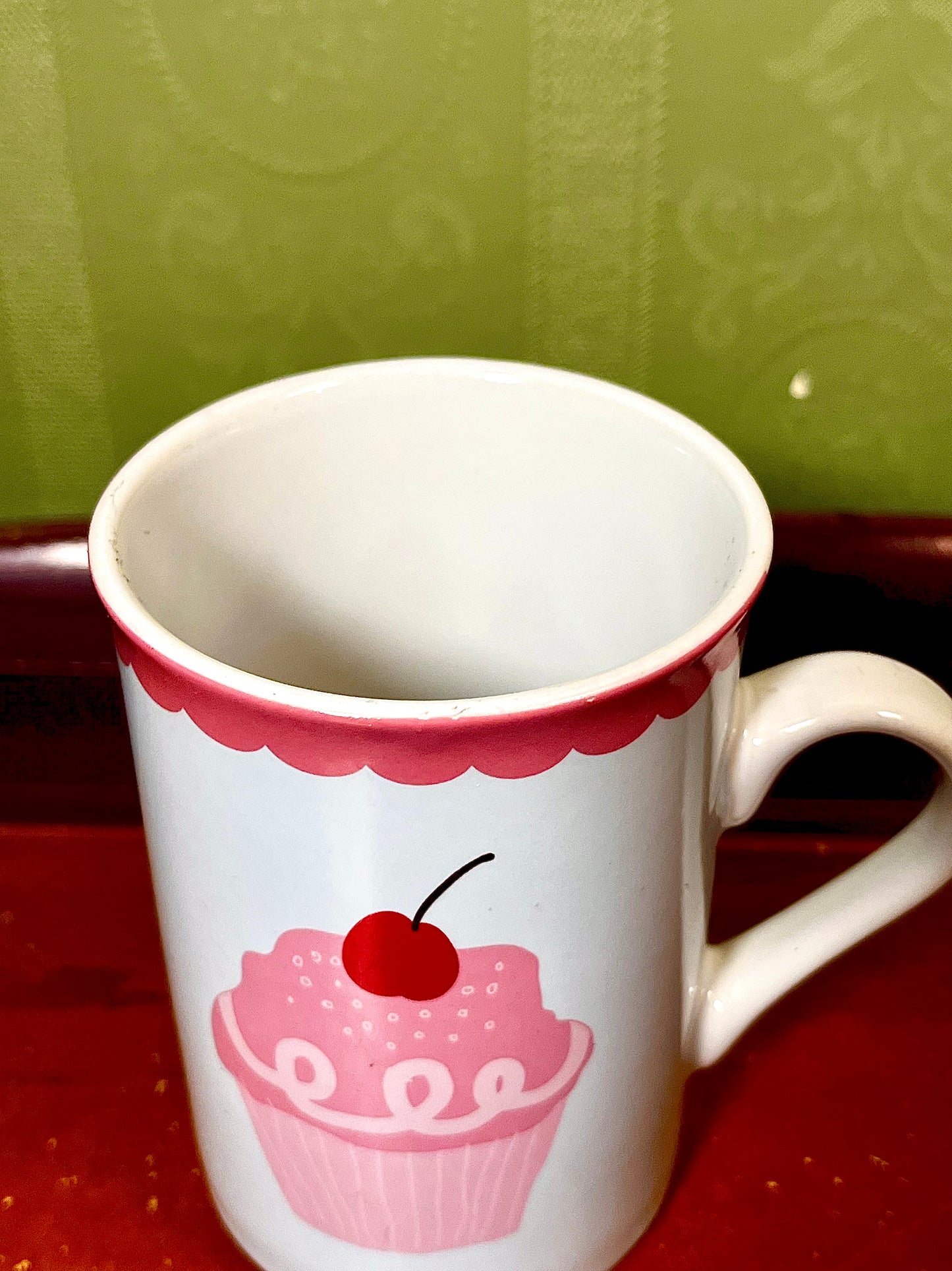 Pink Cupcake Cherry Ceramic Mug 11cm