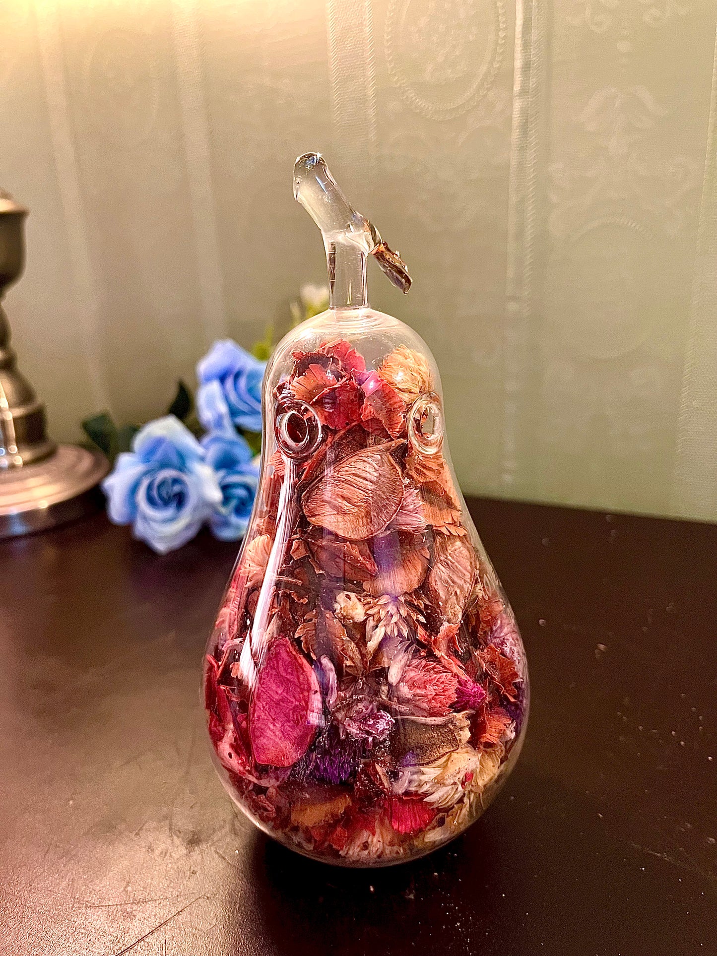 Glass Pear Potpourri Decor Bottle